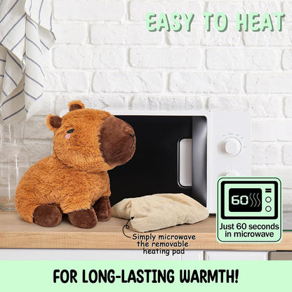 Bunny Microwavable & Weighted Stuffed Animals - 1.5 Lbs Unscented Heating Pad for Period Cramps Pain Relief and Anxiety, Cute Bunny Plush Toys Gifts for Women Girls Adults and Kids by Happy Fuel