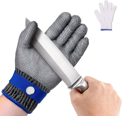ANSI A9 Cut Resistant Glove, Food Grade Stainless Steel Mesh Metal Glove, Suitable for Mandoline, Kitchen Cooking,Butcher Meat Cutting and Oyster Shucking(Large Size)