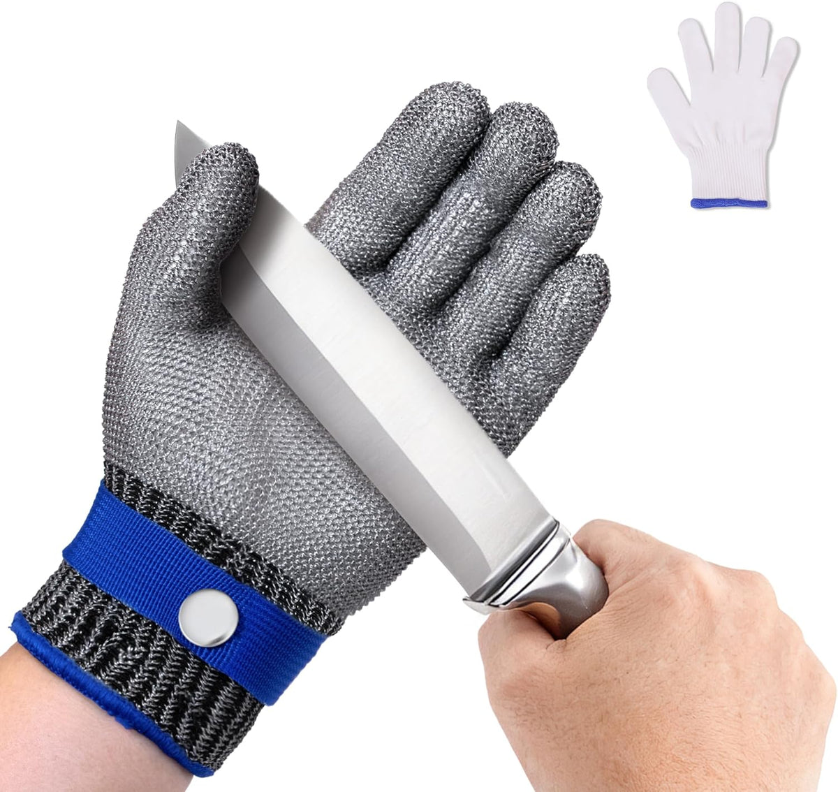 ZEEGO ANSI A9 Cut Resistant Glove, Food Grade Stainless Steel Mesh Metal Glove, Suitable for Mandoline, Kitchen Cooking,Butcher Meat Cutting and Oyster Shucking(Large Size)