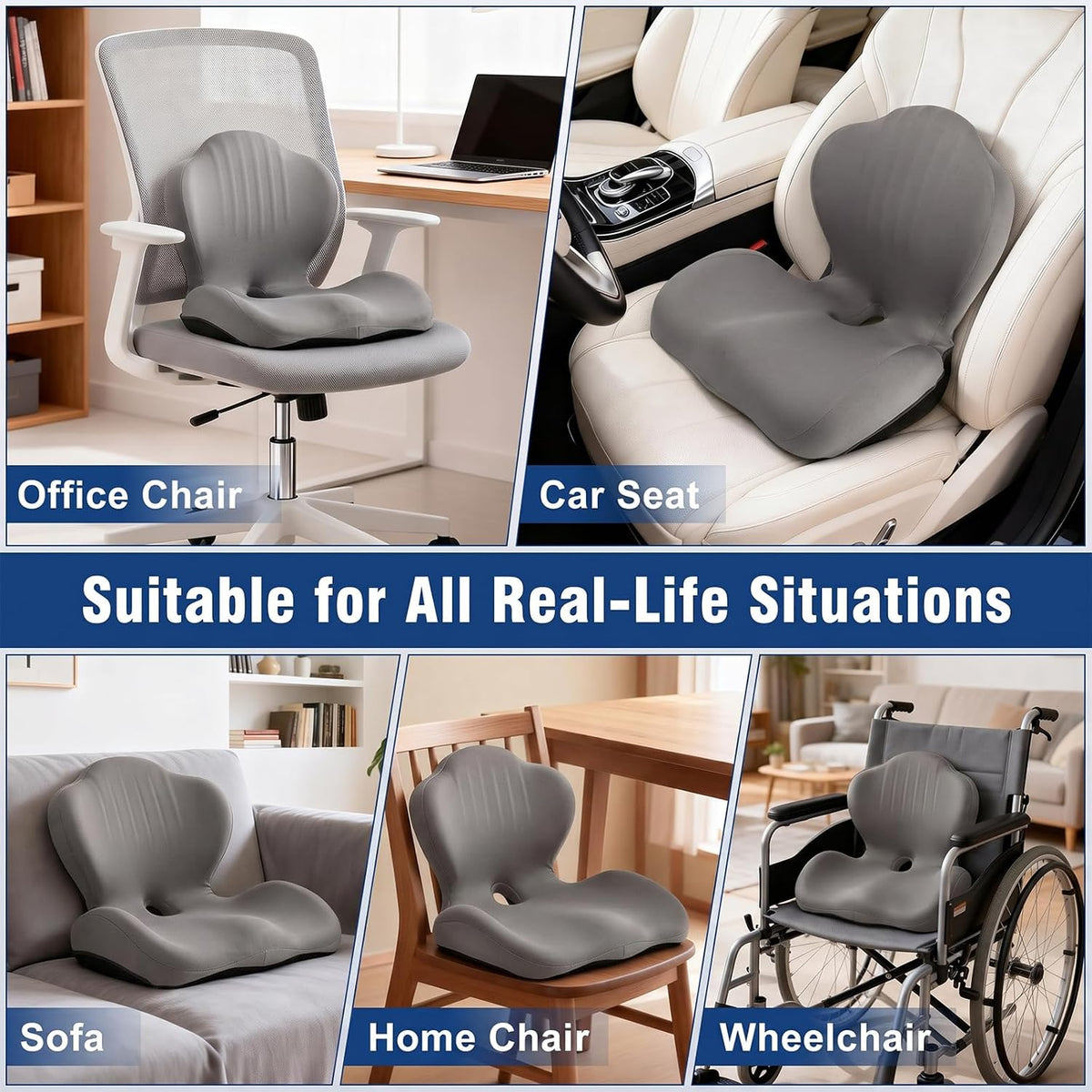 Car Seat Cushion Office Chair Cushion with Lumbar Support Pillow