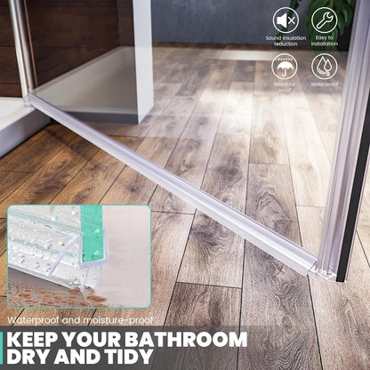 Frameless Shower Door Bottom Seal Strip for 3/8"(10mm) Thick Glass, Super Clear 36 Inch Long 2PCS Shower Door Seal, to Water Block