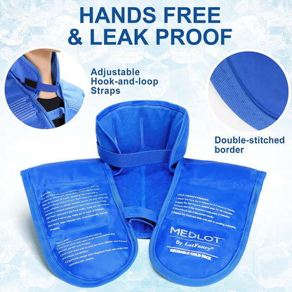 LotFancy Ice Pack for Neck Shoulder, Reusable Cold Neck Wrap for Pain Relief, Flexible Gel Pack with Adjustable Straps, Cold Compress Therapy for Injuries, Swelling, Strains, Sprains