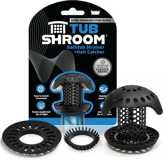 TubShroom Ultra Revolutionary Bath Tub Drain Protector Hair Catcher/Strainer/Snare, Stainless Steel, Stainless Combo