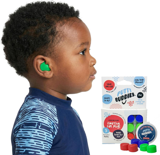 Earvolution Floating Putty Buddies Swim Earplugs - Doctor-Invented, Made in USA, Moldable Premium Silicone Plugs Help Prevent Swimmer's Ear, 3 Pair Pack - Blue/Yellow/Green