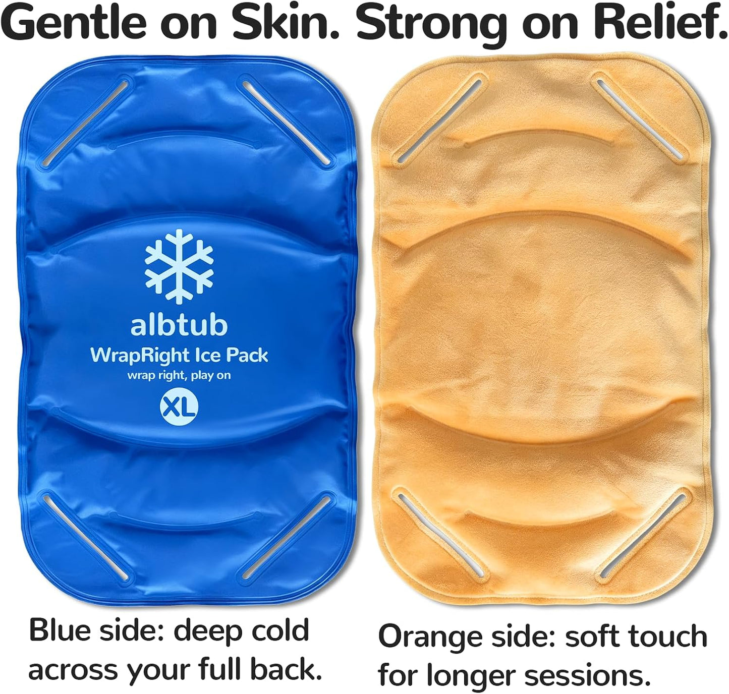 WrapRight Large Ice Pack for Injuries Reusable with Bandage for Knee | Hands-free Cold Therapy, 10"×16" L-Size for Ankle, Leg, Shoulder, Back, Flexible Gel, Dual-sided for Sensitive Skin