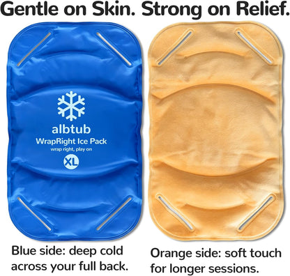 WrapRight Large Ice Pack for Injuries Reusable with Bandage for Knee | Hands-free Cold Therapy, 10"×16" L-Size for Ankle, Leg, Shoulder, Back, Flexible Gel, Dual-sided for Sensitive Skin