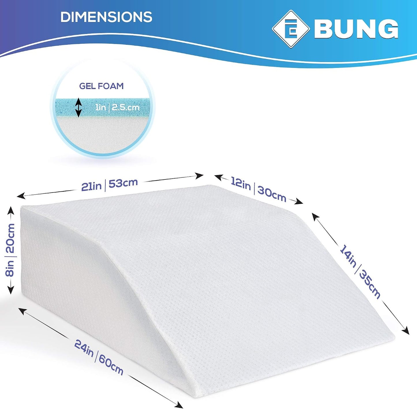 Ebung Memory Foam Leg Elevation Pillow - Support Pillow to Raise Feet for Better Elevation, Circulation, Leg Swelling Wedge Design for Comfort and Recovery