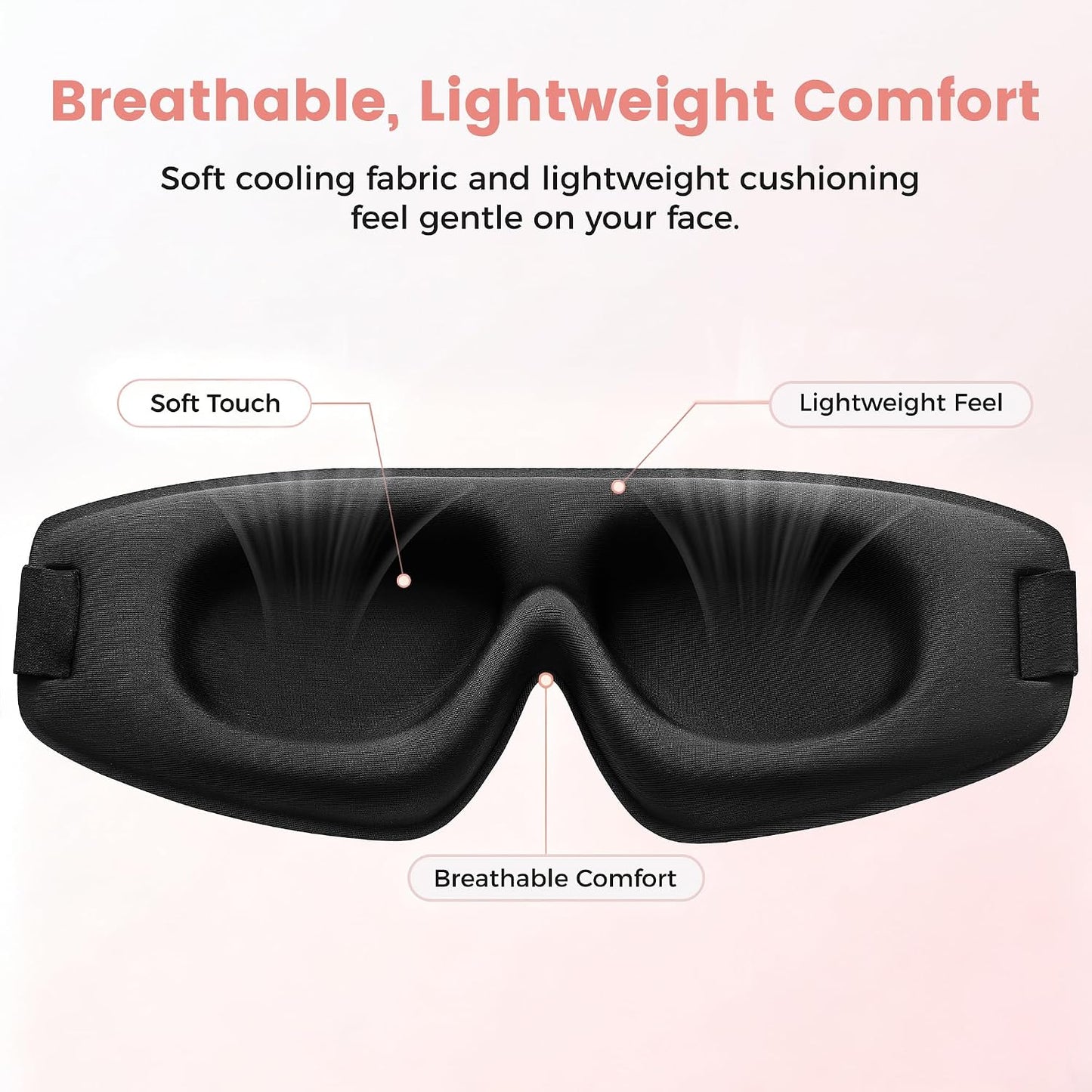 Sleep Mask for Women Men: 100% Blackout 3D Eye Mask for Sleeping, Sleeping Mask for Side Sleepers, Zero Pressure Memory Foam Eyelash Friendly Breathable Eye Cover, Airplane Travel Essentials-Pink