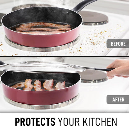 Zulay Kitchen Splatter Screen for Frying Pan (13”) - Grease Splatter Guard for Frying Pan - Oil Splatter Guard - Oil Splash Guard for Frying Pan - Stainless Steel Grease Screen for Stove Top (Black)