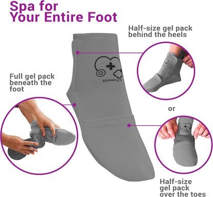 Zomaple Cold Therapy Socks for Feet with 2 Reusable Gel Ice Packs, Cooling Socks for Hot Feet & Swelling Relief, Adjustable Compression Ice Pack Wrap for Plantar Fasciitis, Neuropathy & Foot Pain