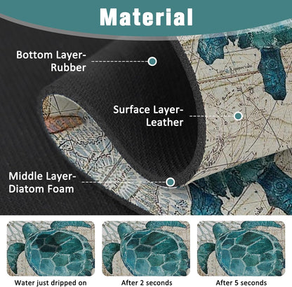 Kitchen Sink Splash Guard Faucet Mat 24" X 5.5" Tropical Leavesl Absorbent Fast Drying Mat Faucet Draining Mat Sink Splash Guard Behind Faucet Drip Catcher for Kitchen Bathroom