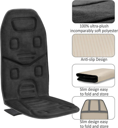 COMFIER Vibration Back Massager with Heat, 10-Motor Massage Seat Cushion for Chair, Graphene Heated Massage Chair Pad for Back, Lumbar & Thighs, 5 Modes, 3 Intensities, Home Office Recliner Gift