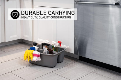Mighty Tuff Rough and Rugged All-Purpose Cleaning Caddy, Grey/Black 2 Count (CD0170) | Durable organizer for carrying cleaning supplies, tools, and household essentials with a rugged, easy-grip design.