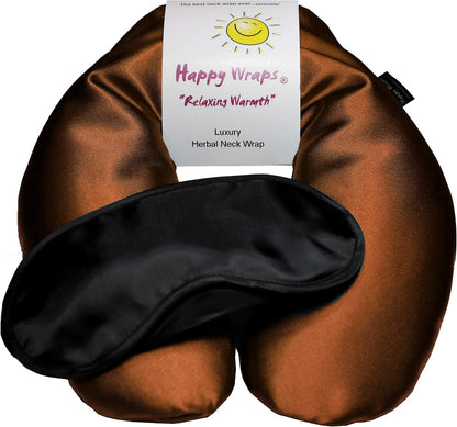 Microwavable Herbal Neck Wrap - Hot Cold Aromatherapy Neck Warming Pillow - Heating Pad for Migraines, Stress, Gifts for Women, Birthdays, Christmas and Free Sleep Mask - Purple Cotton