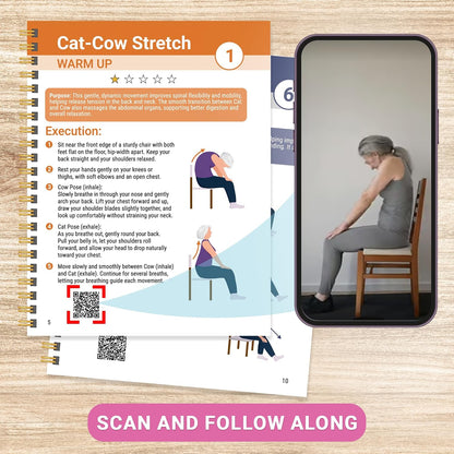 POCAZONE Chair Yoga Book for Seniors Over 60, 30-Day Exercise & Video Guide