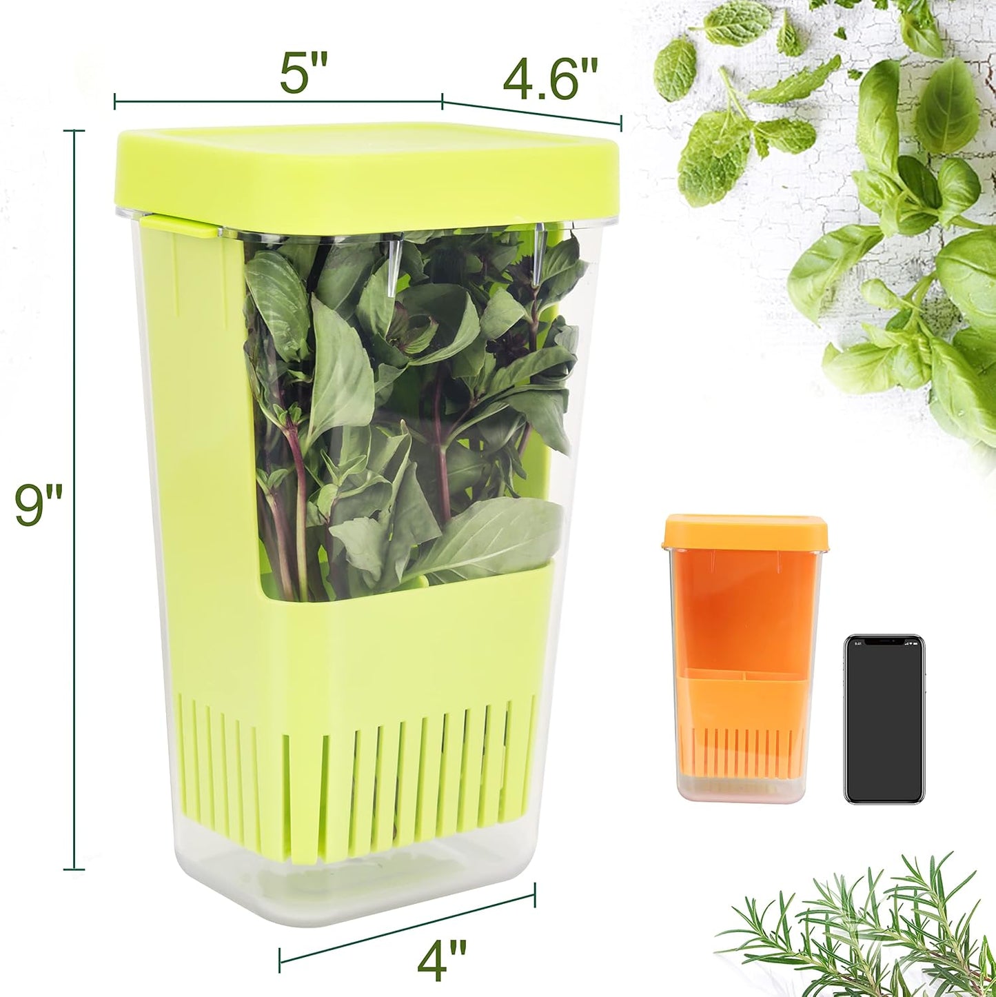 LUVCOSY 3 Pack Herb Keeper, BPA-Free Plastic Herb Saver with an Inner Basket for Cilantro, Mint, Parsley, and Asparagus, Keeps Fresh Herbs for 3 Times Longer