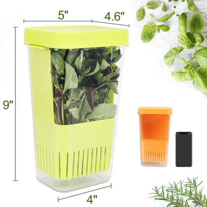 LUVCOSY 3 Pack Herb Keeper, BPA-Free Plastic Herb Saver with an Inner Basket for Cilantro, Mint, Parsley, and Asparagus, Keeps Fresh Herbs for 3 Times Longer