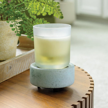 Candle Warmers ETC 2-in-1 Candle and Fragrance Warmer for Warming Scented Candles or Wax Melts and Tarts with to Freshen Room, Pewter Walnut