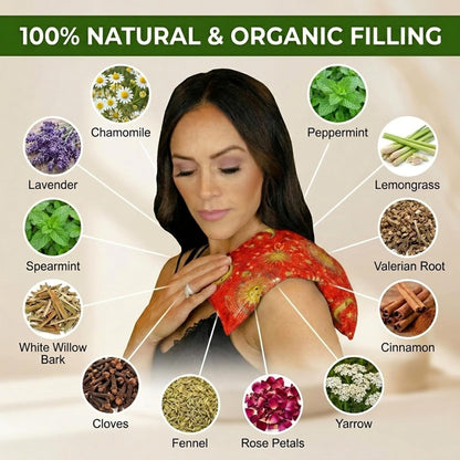 Nature's Approach Basic Herb Pack Heating Pad, Indigo | 12-herb aromatherapy rice & flaxseed fill for hot or cold therapy on neck, back, shoulders & more