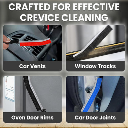 Crevice Cleaning Brush Set – 3Pcs Hard Bristle Cleaning Tools for Grout, Tile Floors, Gaps & Narrow Spaces – Small Grout Scrub Brush for Cleaning Bathroom, Shower, Window Tracks, Kitchen | Grout Scrub Brush for Tile Floors, Bathroom, Shower, Window