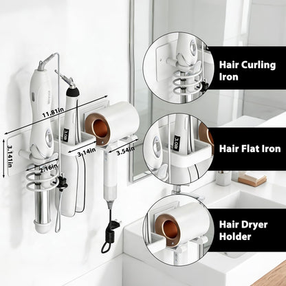 Hair Dryer Holder Hair Tool Organizer Metal Wall Mount (Gold) | Heat Resistant Hair Tool Organizer, Metal Wall Mount Storage, Bathroom Counter Space Saver, Blow Dryer Holder