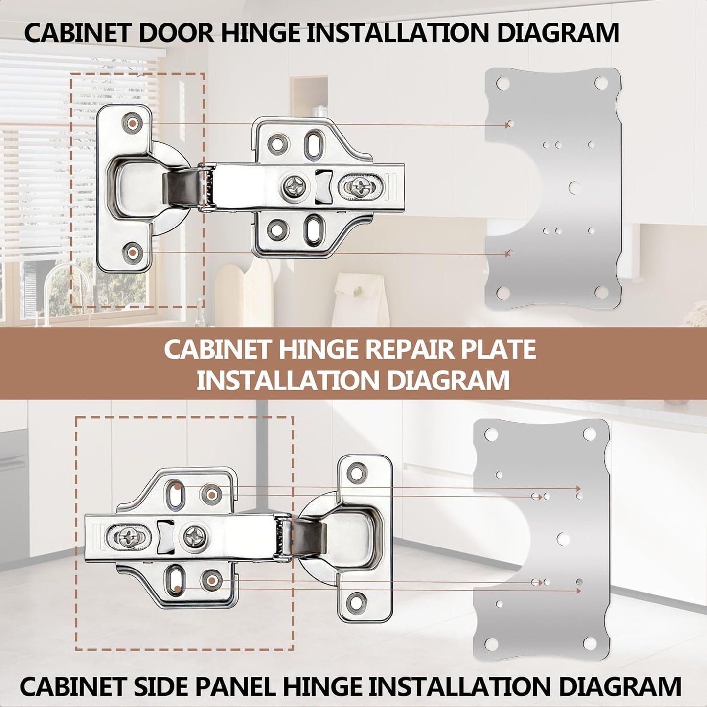 Metal Hinges Repair Fixing Plates with Screw for Kitchen Cupboard Door | Cabinet Hinge Repair Plate, Hinge Repair Board With screws 10-Pcs