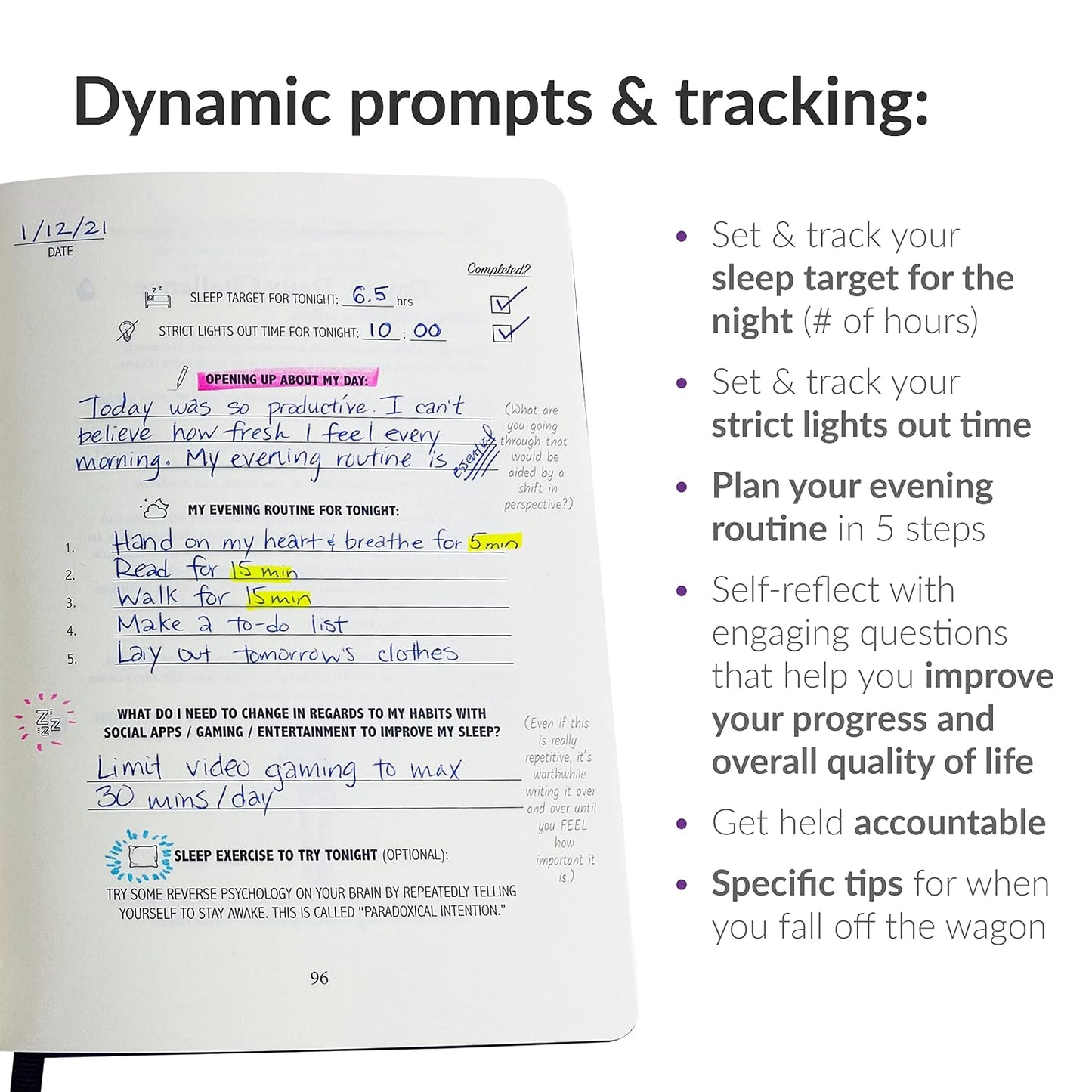 Habit Nest Sleep & Evening Routine Sidekick Journal A journal that coaches you through maximizing sleep quality & building a nightly routine that improves your quality of life.