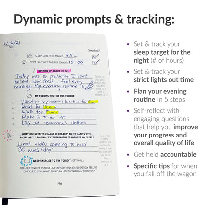 Habit Nest Sleep & Evening Routine Sidekick Journal A journal that coaches you through maximizing sleep quality & building a nightly routine that improves your quality of life.