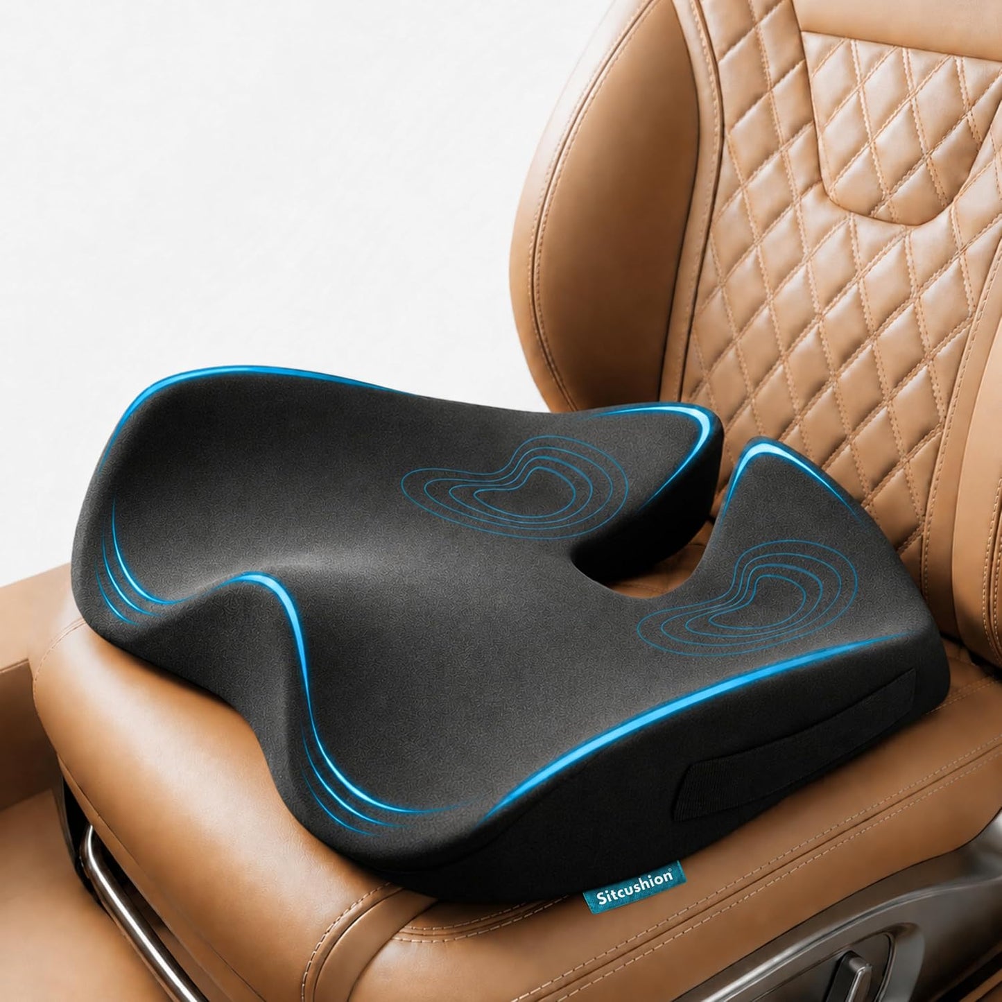 Car Seat Cushion for Driving, Sciatica Pain Relief Car Pillow and Seat Pad | Extra Large Driver Seat Cushion Offers Broad Car-Seat Coverage to Ease Hip and Tailbone Pressure During Long Drives (Black)