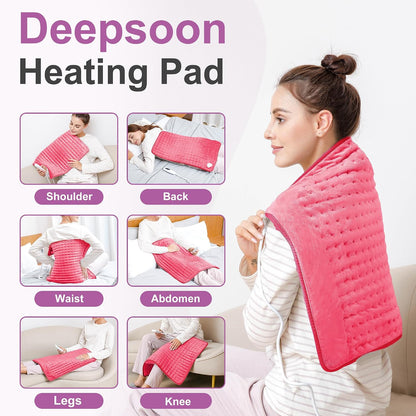 Heating Pad,Heated Blanket,Heating Pad for Back Neck,Grey,24x12 Inch | Electric Heating Pad,Dry/Moist Heat Heating Pads,Heating Pads for Shoulder,Abdomen,Heat Pad for Women Men,Birthday Gift