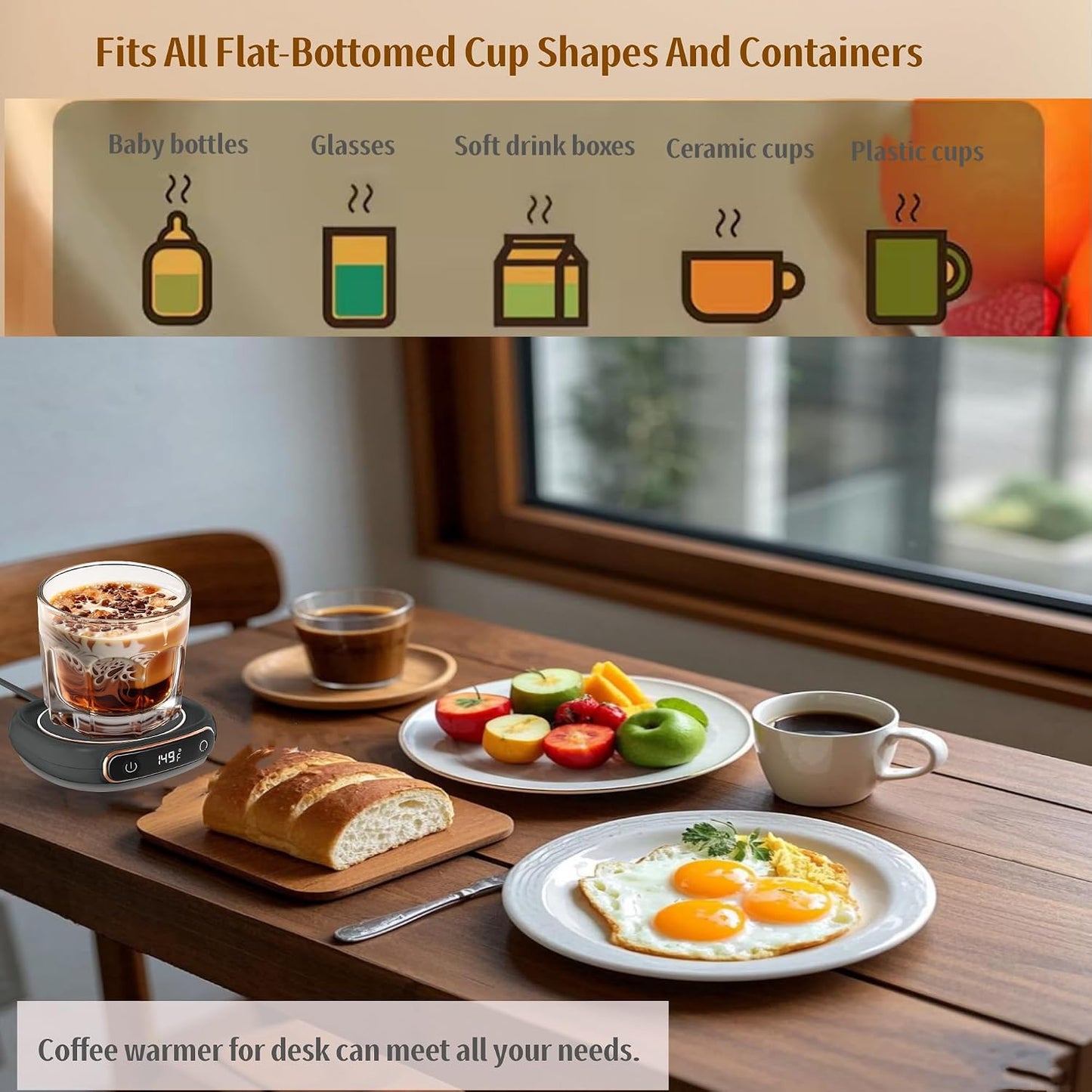 Coffee Mug Warmer, Cup Warmer with Auto Shut Off, Fast Bottle Warmers for All Bottles，3 Temp Settings, Multifunctional Bottle Warmer for Coffee, Beverage, Milk, Tea, Coffee Warmer Plate,Black