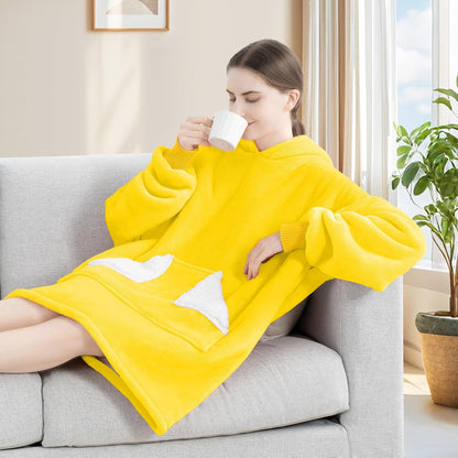 Wearable Blanket Hoodie, Oversized Sherpa Fleece Sweatshirt Blanket with Giant Hood Pocket and Sleeves for Adult, Warm & Cozy Grey Blanket Gifts for Women