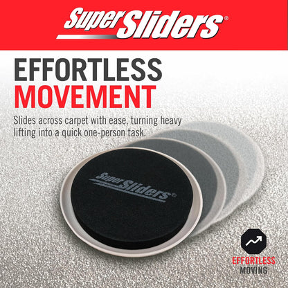 Super Sliders 8-Piece 7" and 3-1/2" Round Reusable Furniture Sliders for Carpet, Anti-Slip Protective Furniture Moving Pads for Beds, Sofas, Dressers, Beige