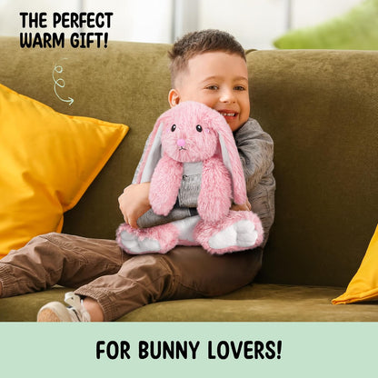 Bunny Microwavable & Weighted Stuffed Animals - 1.5 Lbs Unscented Heating Pad for Period Cramps Pain Relief and Anxiety, Cute Bunny Plush Toys Gifts for Women Girls Adults and Kids by Happy Fuel