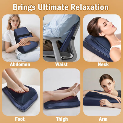 Joyset Back Massager with Heat, Shiatsu Chair Cushion for Lower Back | Upper & Lower Back 2-Level Heat, 16 Nodes Bidirectional Deep Kneading, Removable Washable Cover, Universal Fit for Mom, Dad
