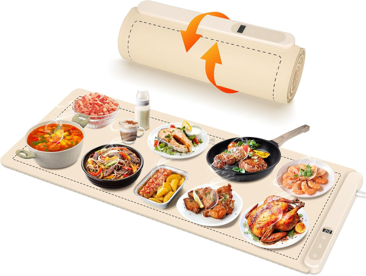 Warming Mat for Food,36"x16" Large Food Warmer Mats for Countertop (Gray)