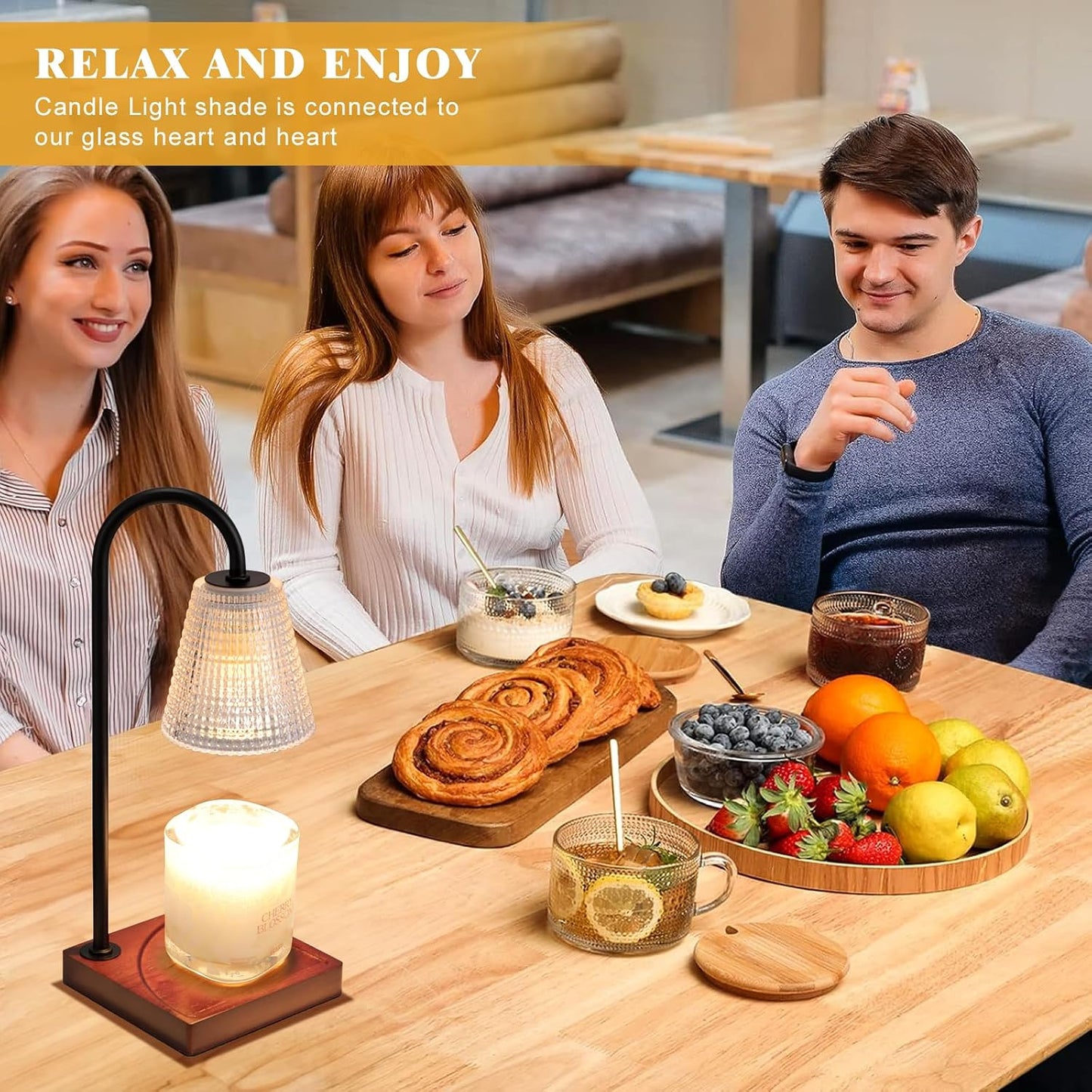 Hong-in Candle Warmer Lamp with Timer, House Warming Gifts New Home Decor | Dimmable & Adjustable Height, Electric Wax Warmer for Scented Wax Jar Candles,Gifts for Women Mom Sister