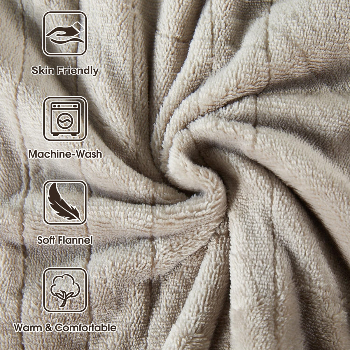 Tefici Heated Blanket Throw,Ultra Soft 2-Layer Flannel Electric Blanket