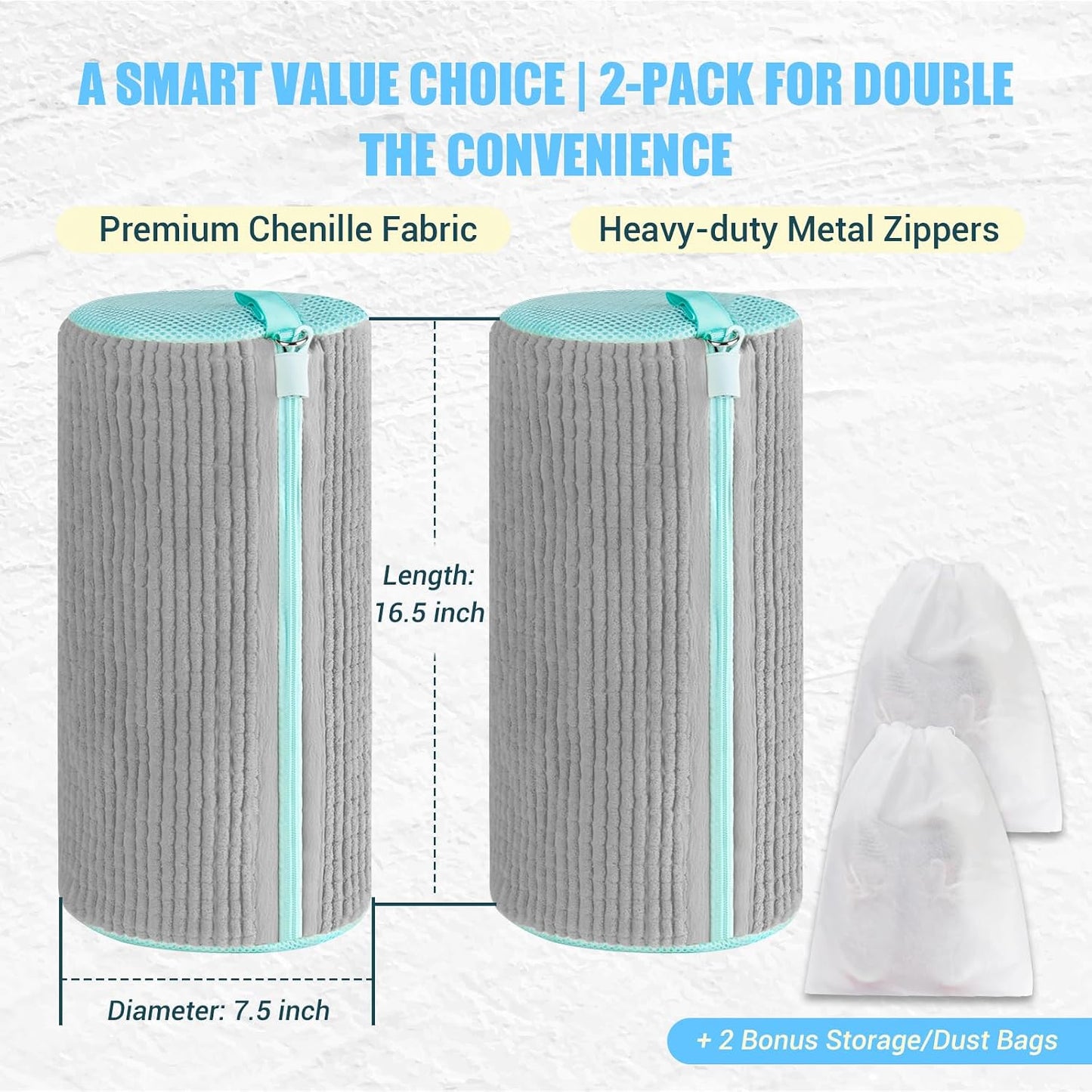 Shoe Washing Machine Bag, 2 PC Reusable XXL Shoes Laundry Bag for sneakers | Wash bags for washer and dryer, with concealed heavy-duty zipper to protects shoes & machine, Cleaning bag for tennis shoe