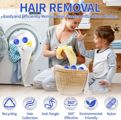 Pet Hair Remover for Laundry- Washing Machine Hair Collector & Pet Hair Removal Tool, Cat Dog Hair Collector for Washer, Reusable Lint Trap for Front Load & Top Load Washers (Blue) (12 PCS)