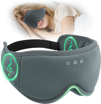 Sleep Mask with Headphones Bluetooth 5.4, LC-dolida Wireless Music Eye Mask for Sleeping Headphones with Soft Bamboo Cotton Cooling Breathable,Ultra-Thin Stereo Speaker for Side Sleepers-Khaki