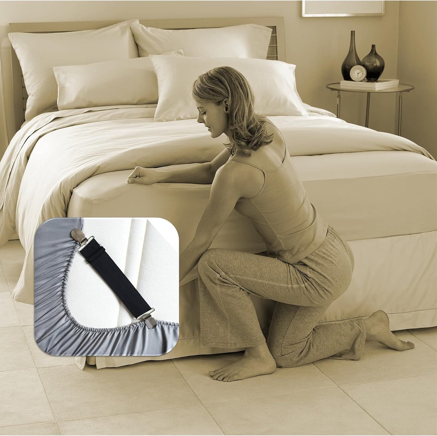 RayTour Sheet Straps Bed Sheet Keeper Holder for Corners Sheet Stays Suspender Clips Fitted Sheet Holder Clips Garters Fasteners Mattress Clamps
