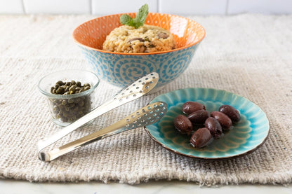 Fox Run Stainless Steel Mini Straining Tongs For Ice, Tea Bags, Olives, Cherries and More, 5"
