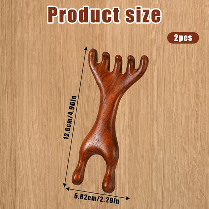Wooden Scalp Massager 2 Pcs 5-Claw Natural Sandalwood Massage Comb Manual Head Scratcher Guas Sha Tools for Head Face Eye Nose Jaw and Neck