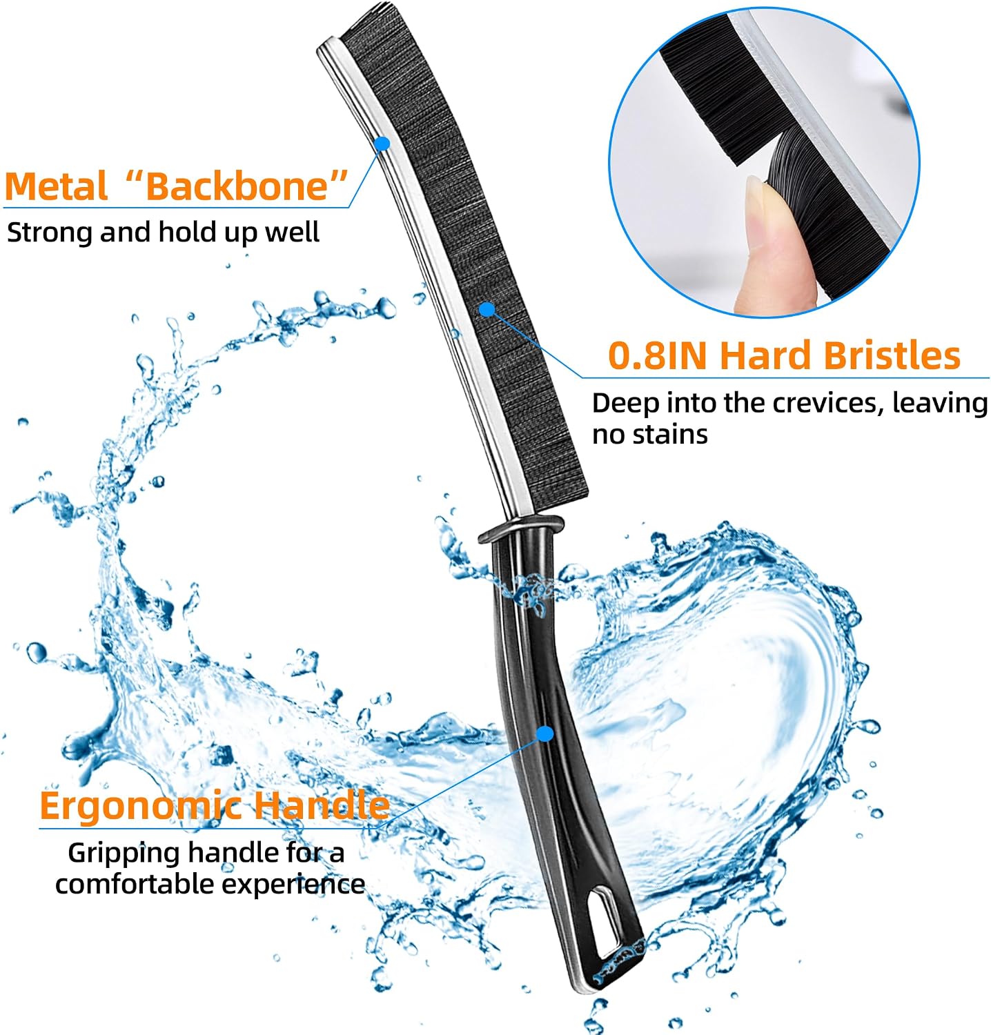 3Pcs Hard-bristled Crevice Cleaning Brush, Multifunctional Thin Gap Scrub Brush, Bathroom Cleaner Tools for Household Use, Kitchen, Window, Toilet, Grout, Faucets, Car