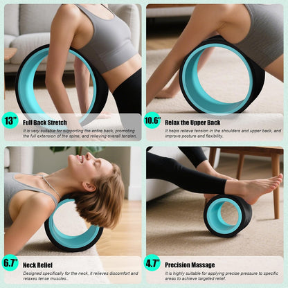 3 Pack Back Roller- Yoga Wheel for Back Pain Reliefn & Stretching, Back Wheel for Deep Tissue Massage, Foam Roller for Physical Therapy & Exercise | Blue