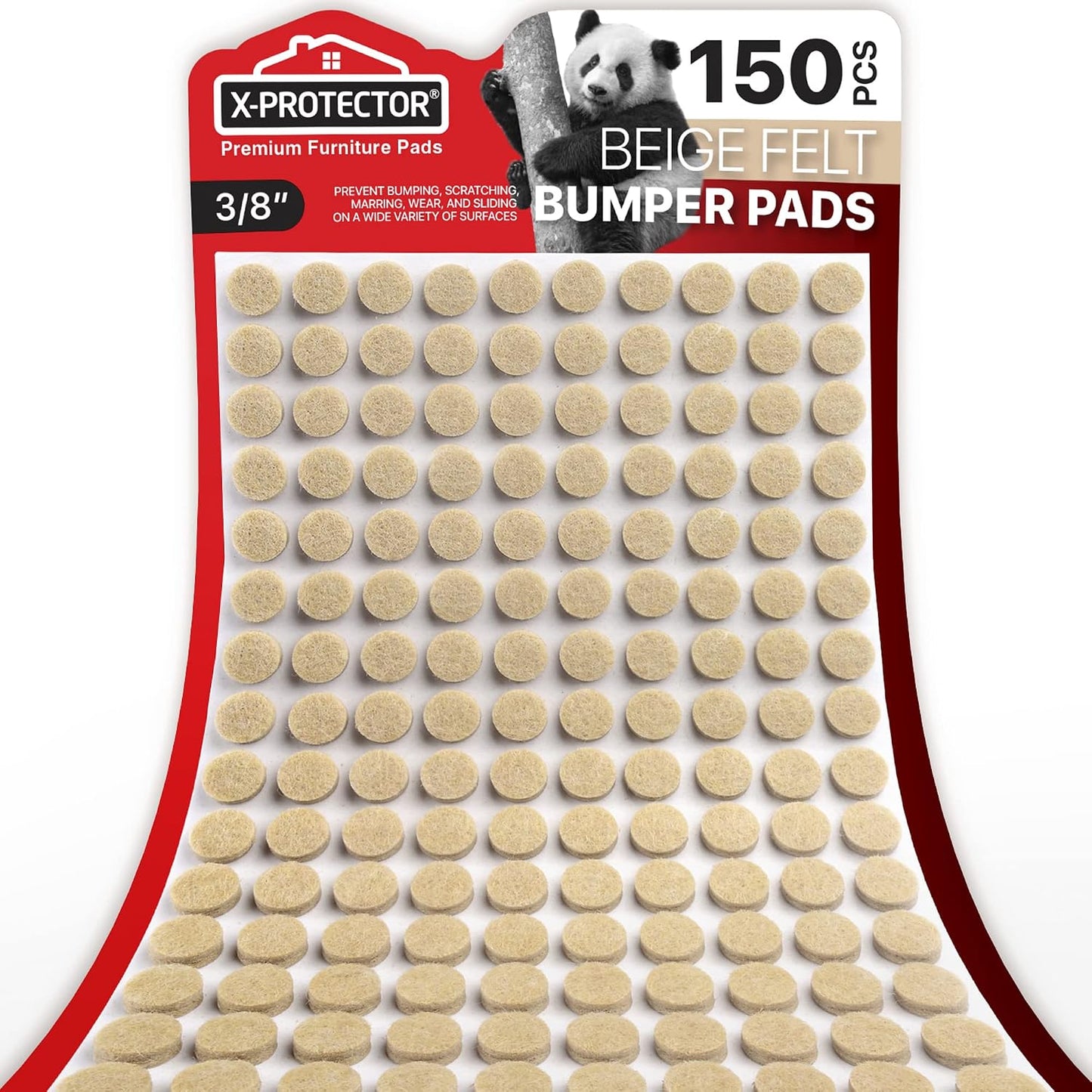 Cabinet Door Bumpers X-Protector 100 PCS – Small Felt Pads 3/8” (Brown) | Ideal Felt Bumpers – Self-Adhesive Thick Felt Dots – Bumper Pads to Protect Glass & Other Surfaces!
