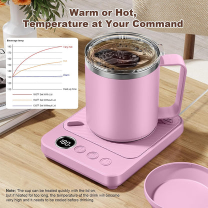Felibeaco Coffee Mug Warmer & Mug Set for Desk, Smart Coffee Cup Warmer with 16oz Heated Mug, Cup Heater with Auto Shut Off for Office/Home, Coffee Gifts for Women/Men/Dad on Father‘s Day, Red