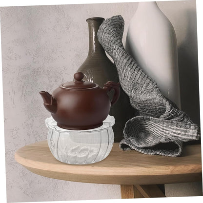 Garneck Glass Teapot Warmer Elegant Heat Base for Teapot and Tealight Glass Candle Warmer for Tea and Versatile Kitchen Accessory for Beverages