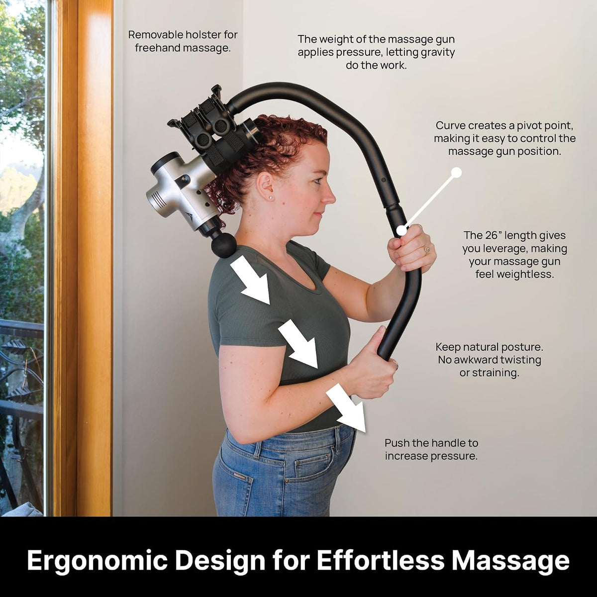 BackBadger Flex Massage Gun Holder Adjustable Ergonomic Extension Handle